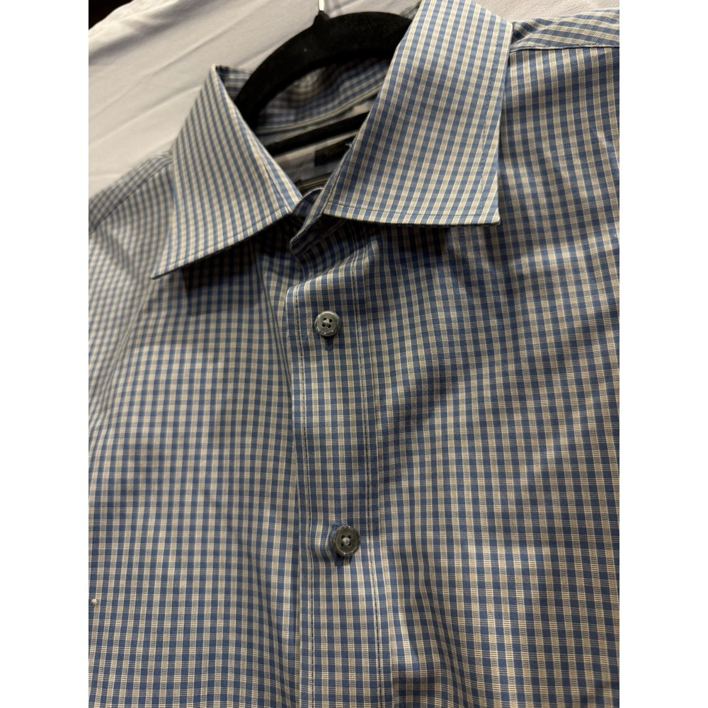 (Lot 2)Jos. A. Bank Reserve Tailored Fit Dress Shirt L Check Gray Blue - Picture 7 of 8